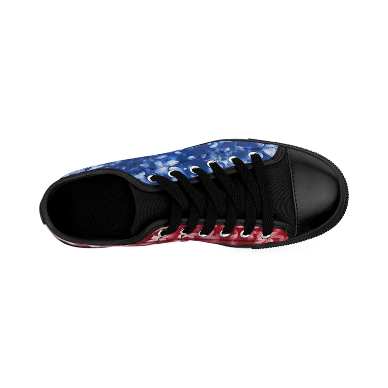 Flowering Red & Blue Women's Regular Custom Sneakers