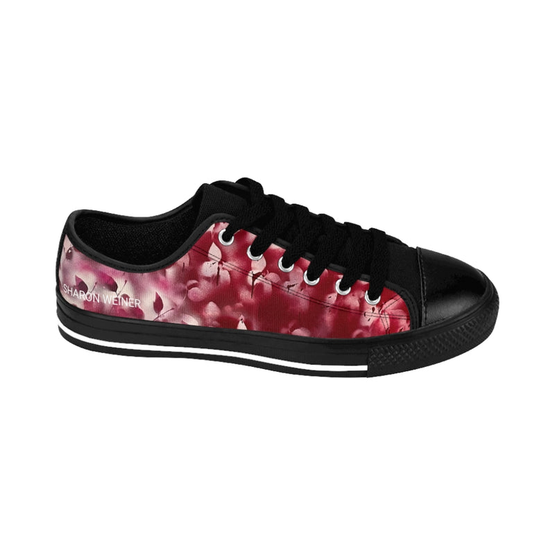 Flowering Red & Blue Women's Regular Custom Sneakers